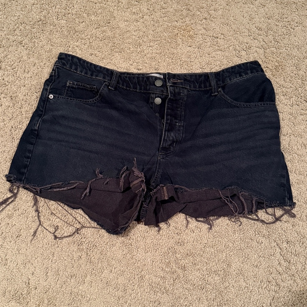 Dark Distressed Denim Shorts